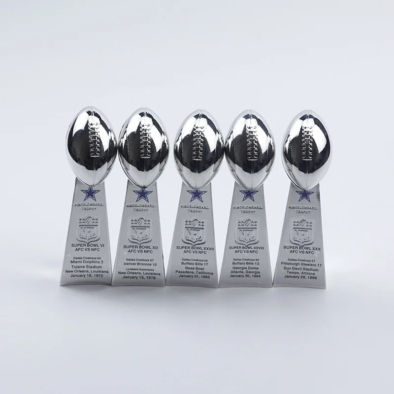 Fans custom-10cm NFL Dallas Cowboys 1971 1977 1992 1993 1995 Super Bowl  Trophy Team Logo Text 5 Trophy Set