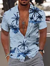 Men's Hawaiian Landscape Palm Tree Print Short Sleeve Shirt