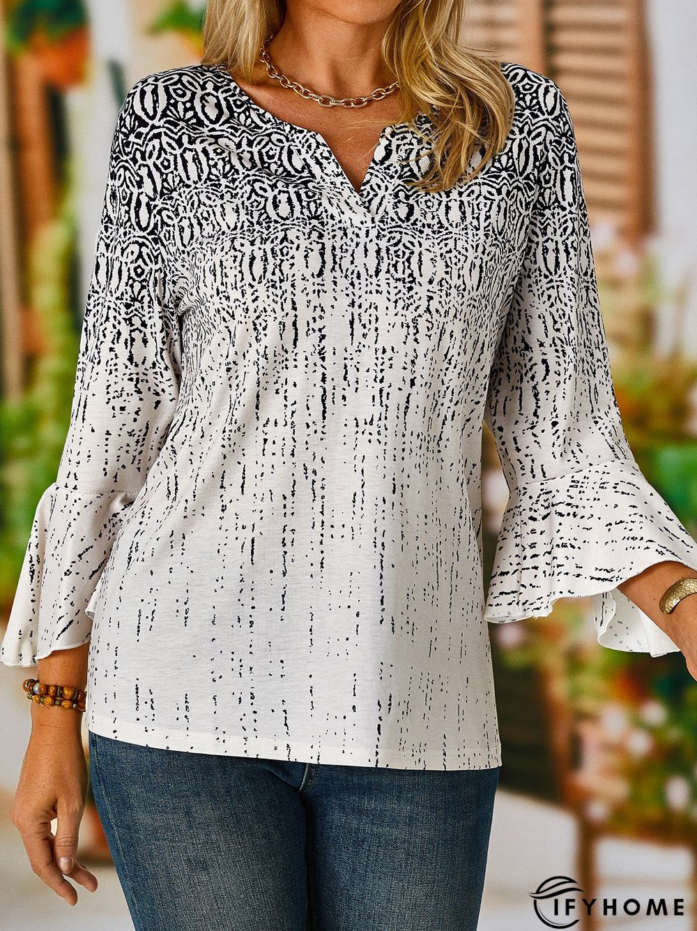V Neck Loose Ethnic Top | IFYHOME