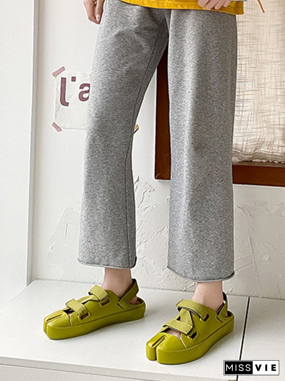 Casual Plain Split Toe Sandals