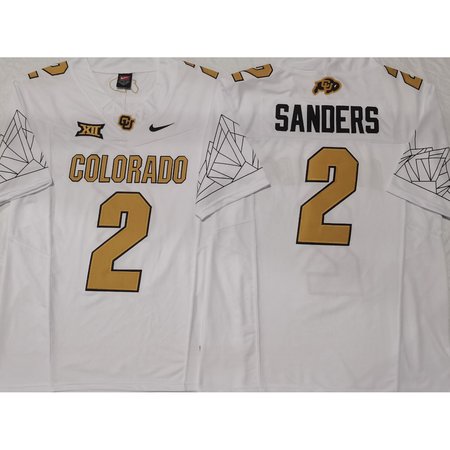 Men's Colorado Buffaloes White #2 Sanders Stitched Jersey 52OA