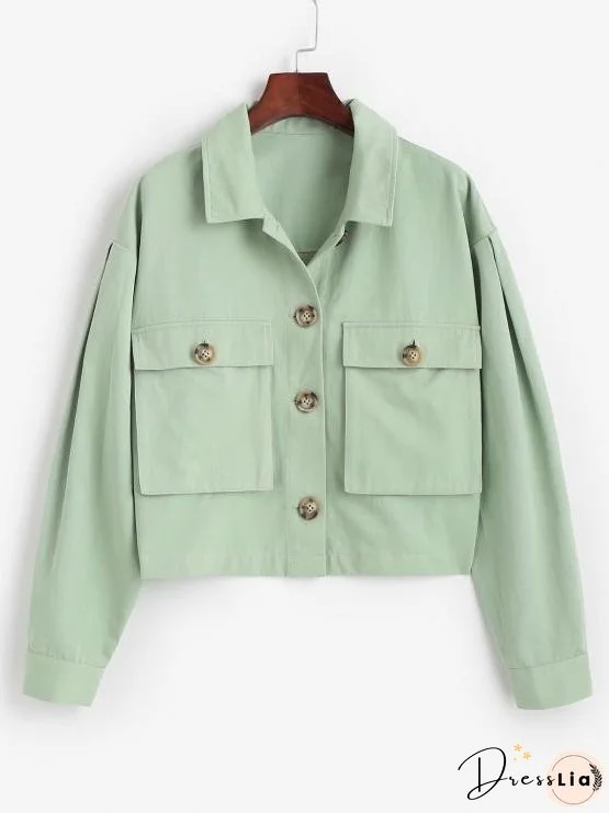 Tortoiseshell Button Cargo Jacket for Women