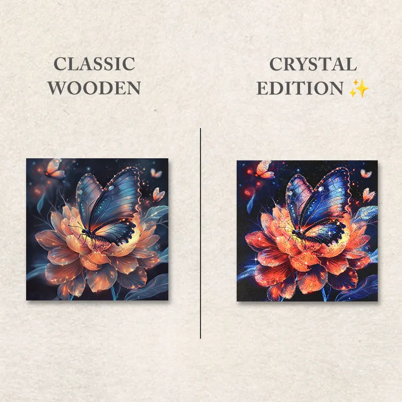 Radiant Butterfly Crystal Wooden Puzzle