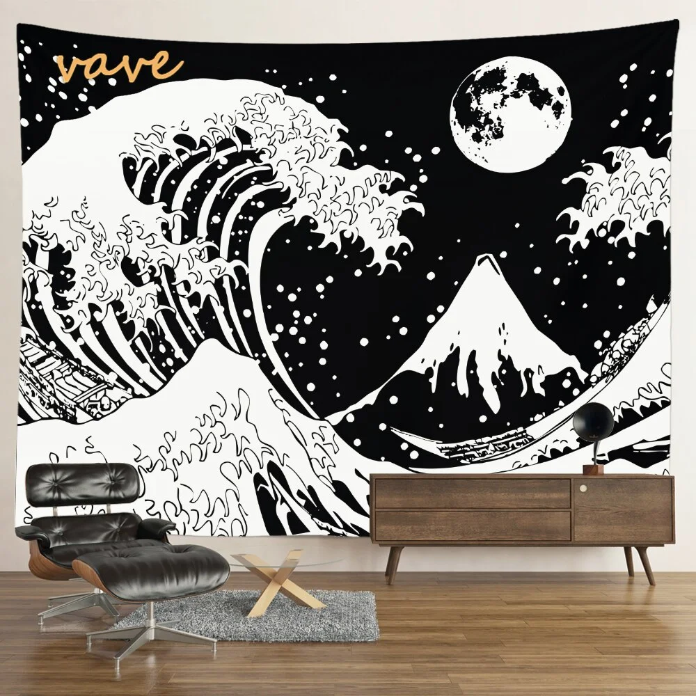 Nigikala Mandala Tapestry Sun And Moon White Black Cloth Fabric Large Tapestry Wall Hanging Boho Hippie Aesthetic Dorm Room Decor