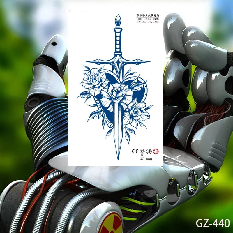 Temporary Waterproof Tattoo Stickers Ancient Chinese God of War Totem Thinker Juice Ink Men Women Girl Chest Arm Body Fake Tatoo