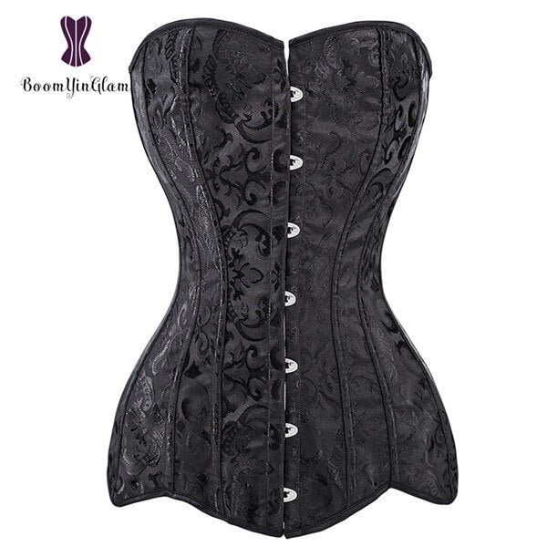 Drop Shipping Corset Long Torso Corsets Cheap Black White Korset Overbust Waist Slimming Floral Bustier Women Plus Size Gorset