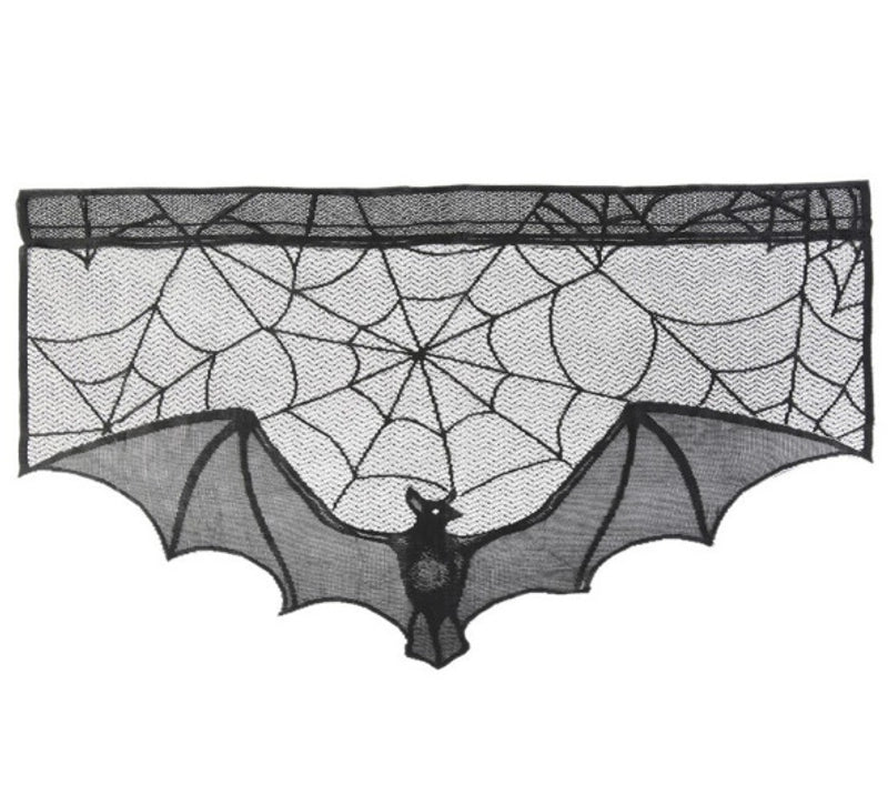 Halloween Curtain Black Lace Spider Web Bat Curtain Halloween Door Curtain Halloween Decoration