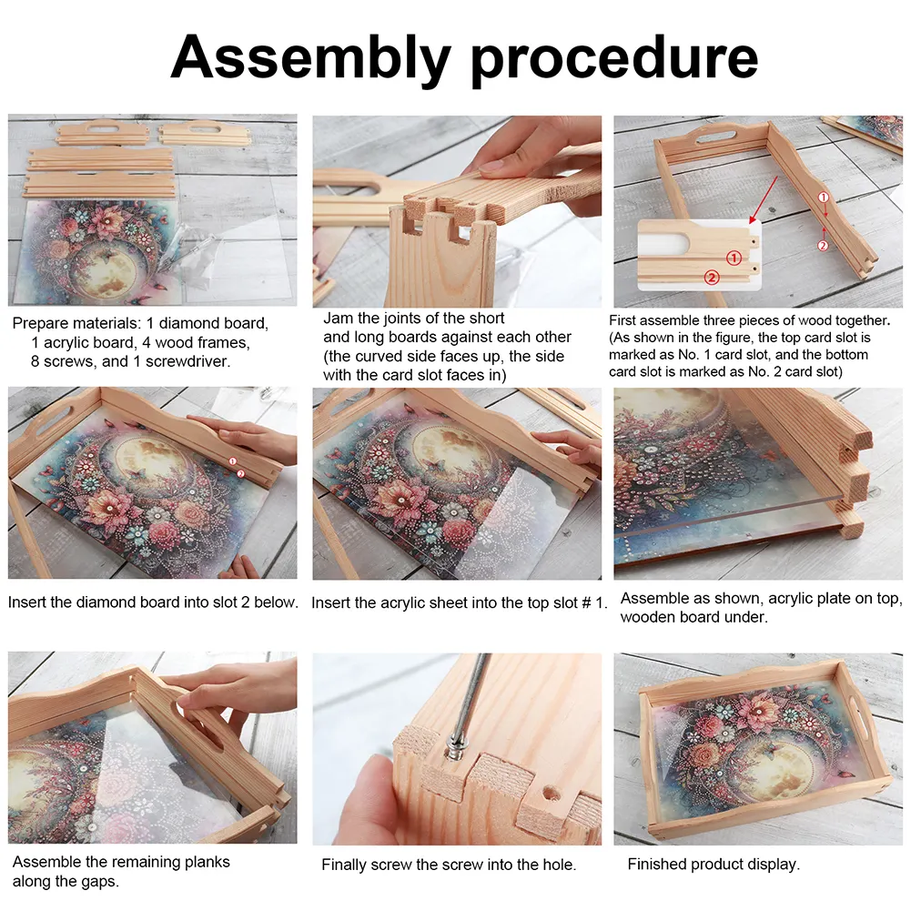 5D DIY Wooden Autumn Dog Diamond Painting Serving Tray for Home Decor