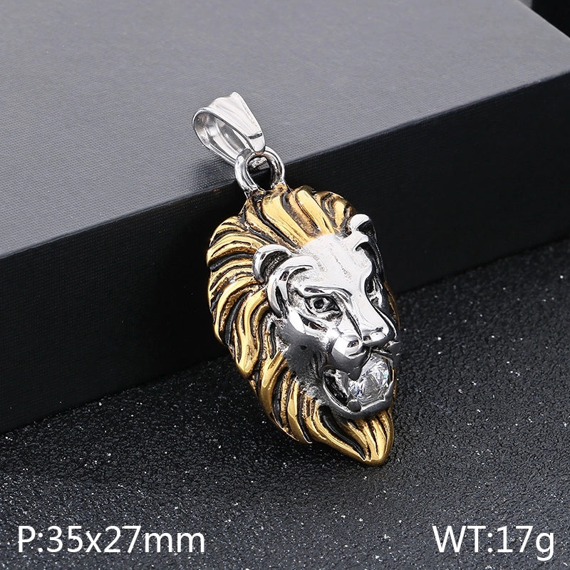 1 Piece 304 Stainless Steel 18K Gold Plated Lion’s Head Pendant