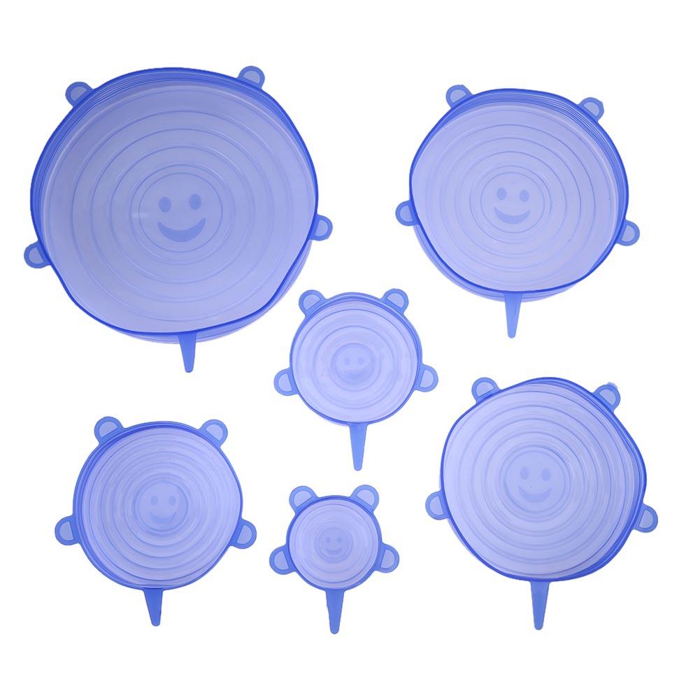 

6pcs Reusable Silicone Stretch Bowl Lids, Blue, 501 Original