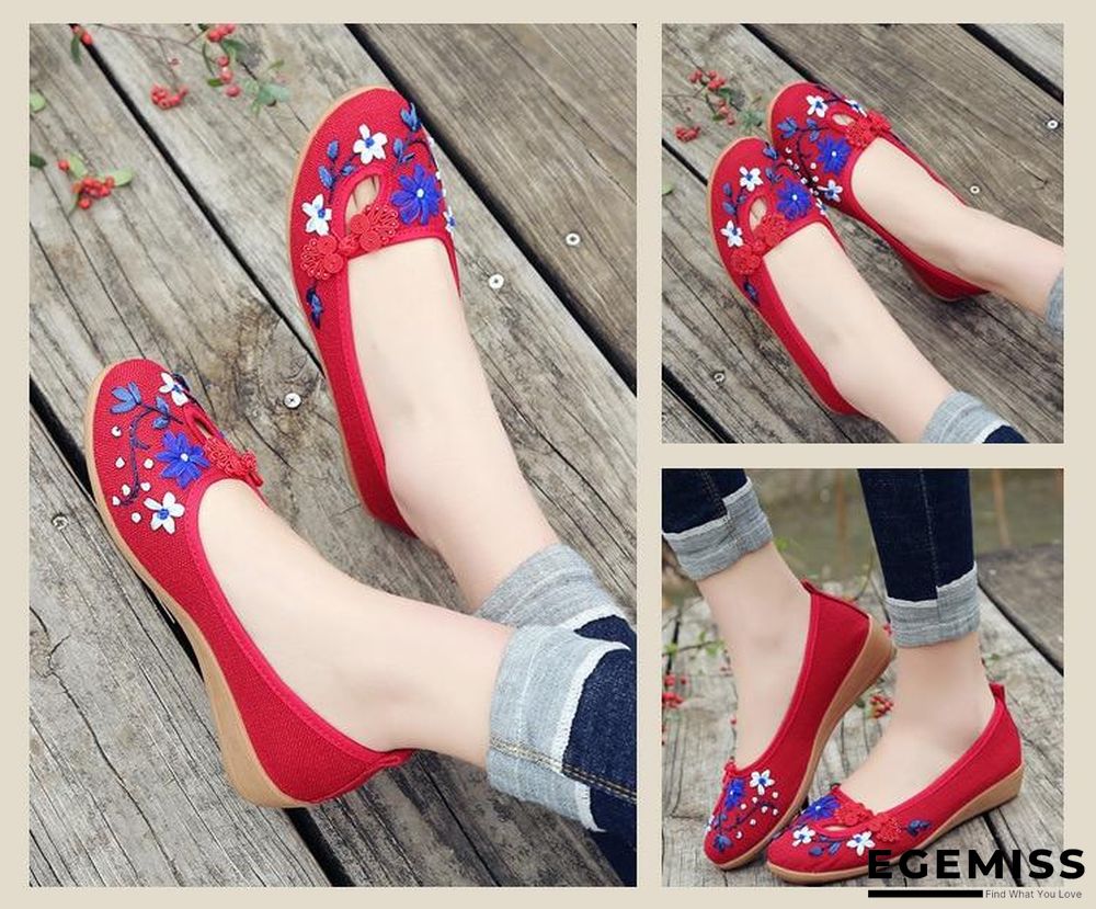 3D Flowers Women Linen Slip On Ballet Flats Breathable Fabric Shoes | EGEMISS