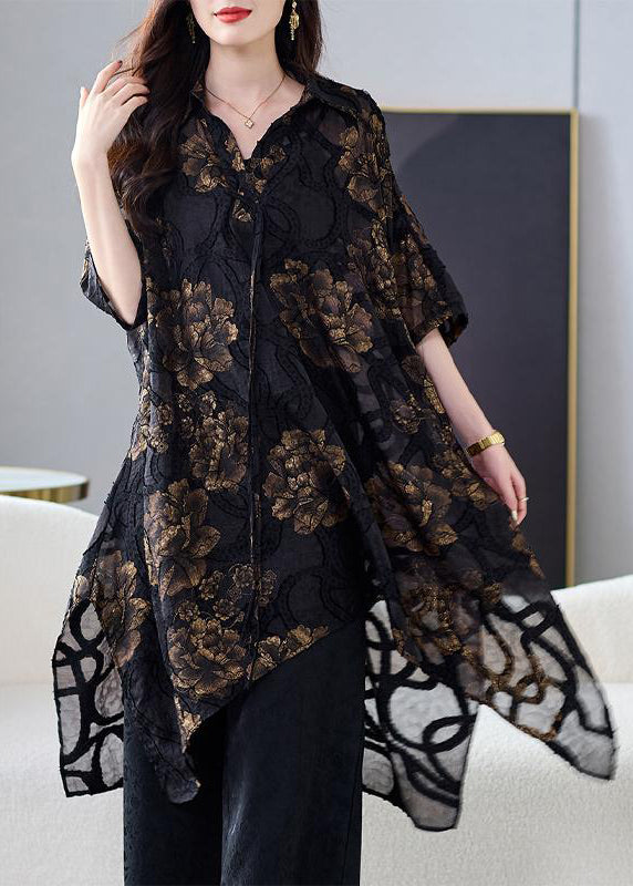 Asita-Sequin Top With Front Slit And Cowl Back in Black