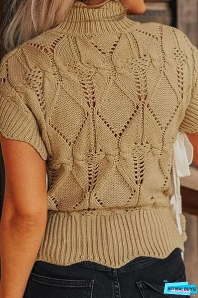 Openwork Turtleneck Sweater Vest