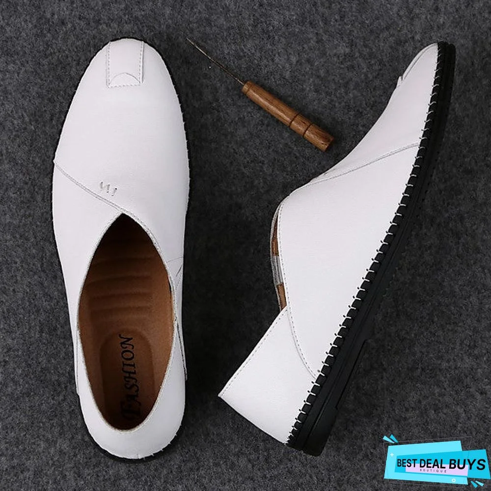 Men's Leather Shoes Nappa Leather / Cowhide Spring & Summer Casual Loafers & Slip-Ons Breathable Black / Light Red / Dark Brown / Driving Shoes