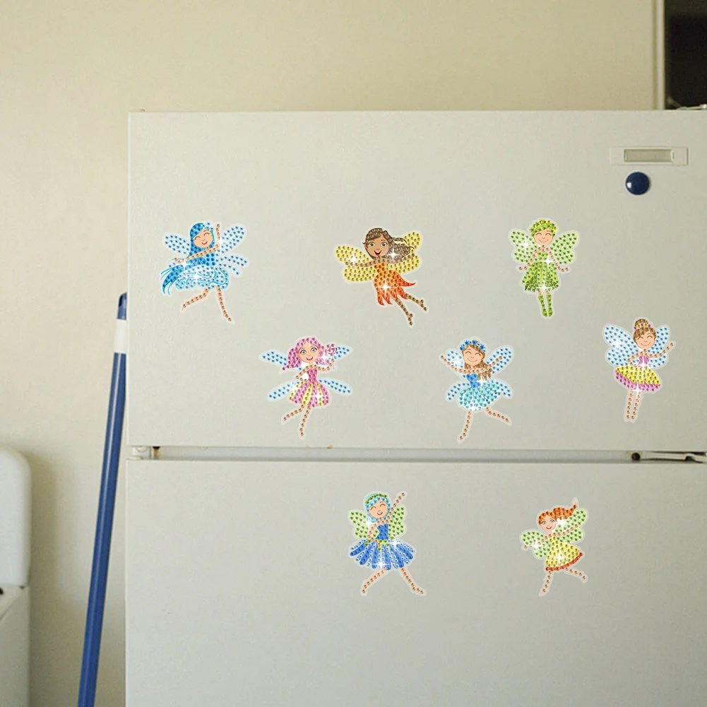 8Pcs Little Fairy Special Shaped Diamond Painting Fridge Magnet Fridge Stickers