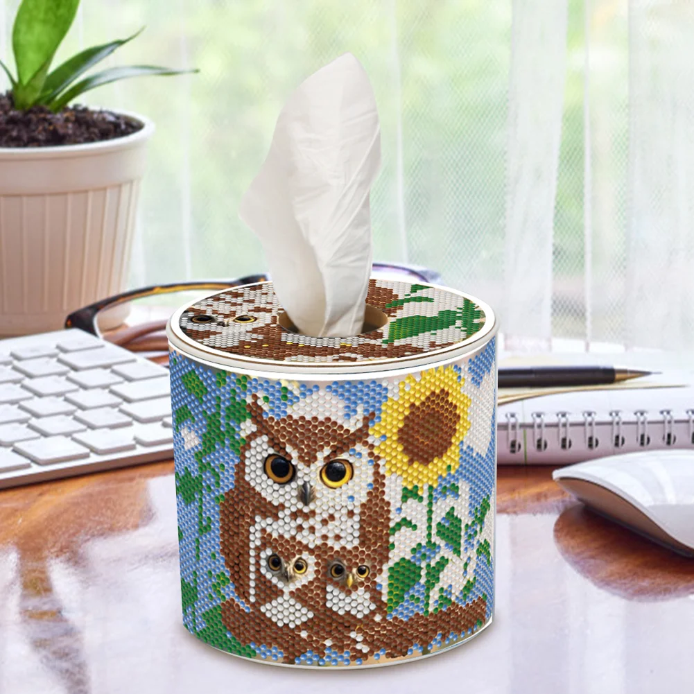 Owl DIY Diamond Painting Handmade Tissue Holder Rhinestones Crystal Tissue Box