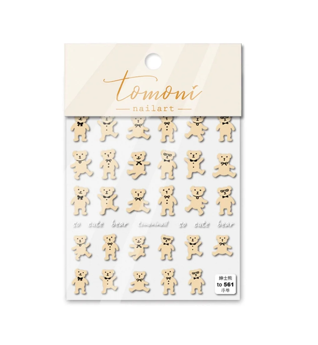 Beautizon Teddy bear High Quality 3D Engraved Nail Stickers Nail Art Decorations Nail Decals Design