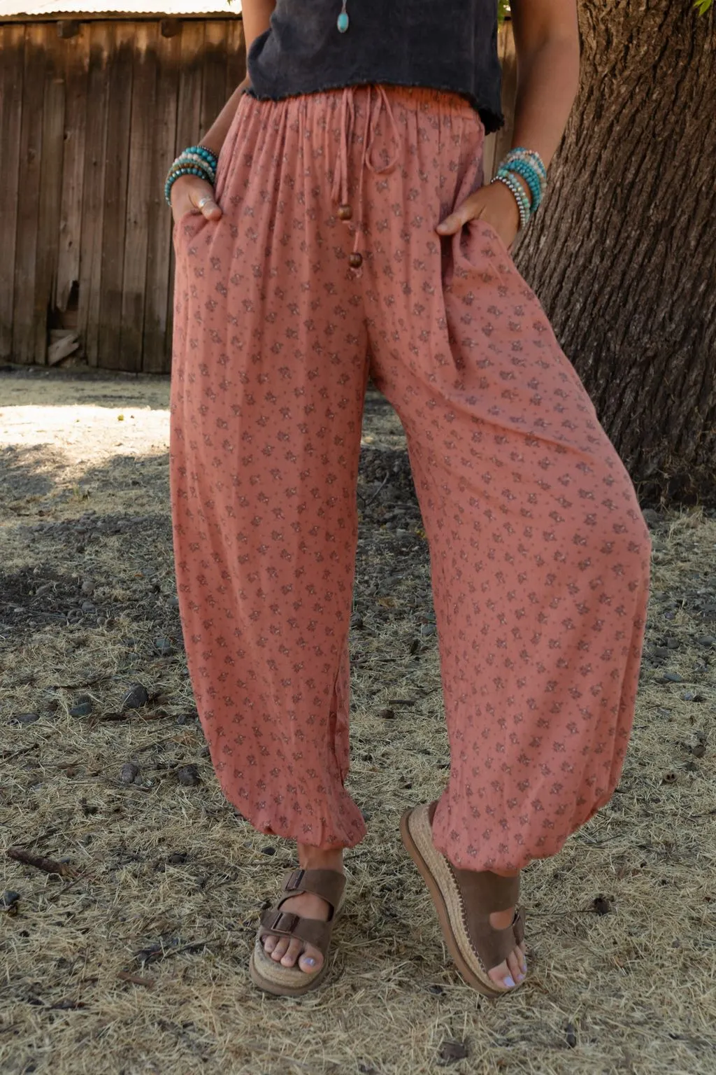 The Nest Emberlyn Wide Leg Cinched Pants - Clay