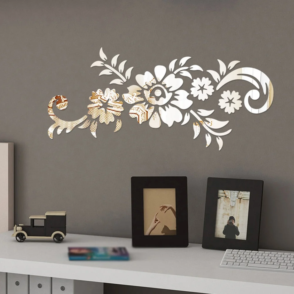 New Flowers Leaf Wall Sticker DIY Stickers Mirror Stickers Decal For Living Room Bedroom Bathroom Nordic Decor Vanity Small Mir