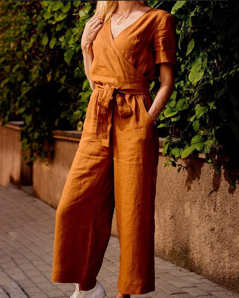 Casual solid color jumpsuit