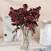 Rustic Red Purple 2 Heads Burn Edge Dahlia Artificial Flower