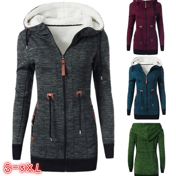 Autumn And Winter Women's Fashion Coat Warm Fleece Jacket Casual Hoodies Zipper Jacket Coat Long Coat Plus Size S-5Xl - Shop Trendy Women's Fashion | TeeYours