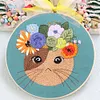 Cat Flower-DIY Embroidery Kit with Pattern Cotton Threads Needles Hoop 30*30cm/11.81*11.81in tapestrymarket