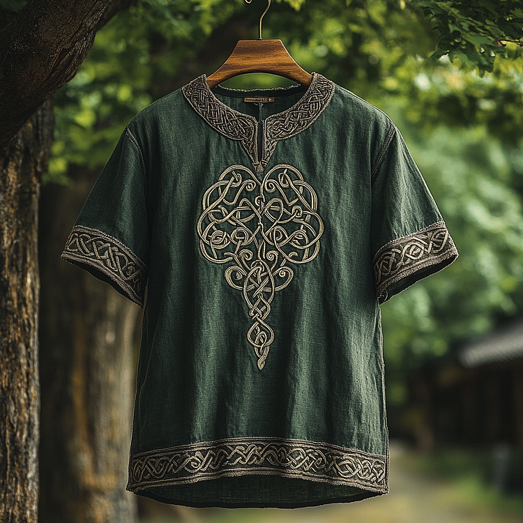 Men's Vintage Viking Celtic Art Linen Shirt