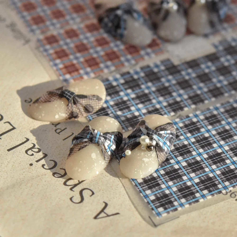 Beautizon 2021 New 3D Engraved Nail Stickers Checked pattern high quality Sticker Empaistic Butterfly Sticker