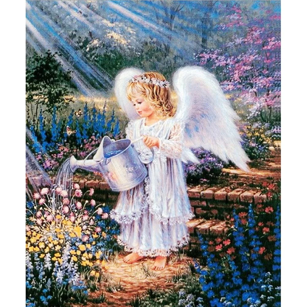 Full Round Diamond Painting Angel in Garden (30*25cm)