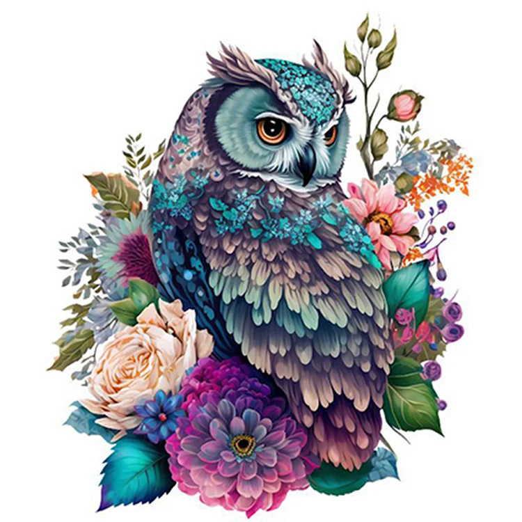 Flowers And Animals Owl (40*40CM) 11CT Stamped Cross Stitch gbfke