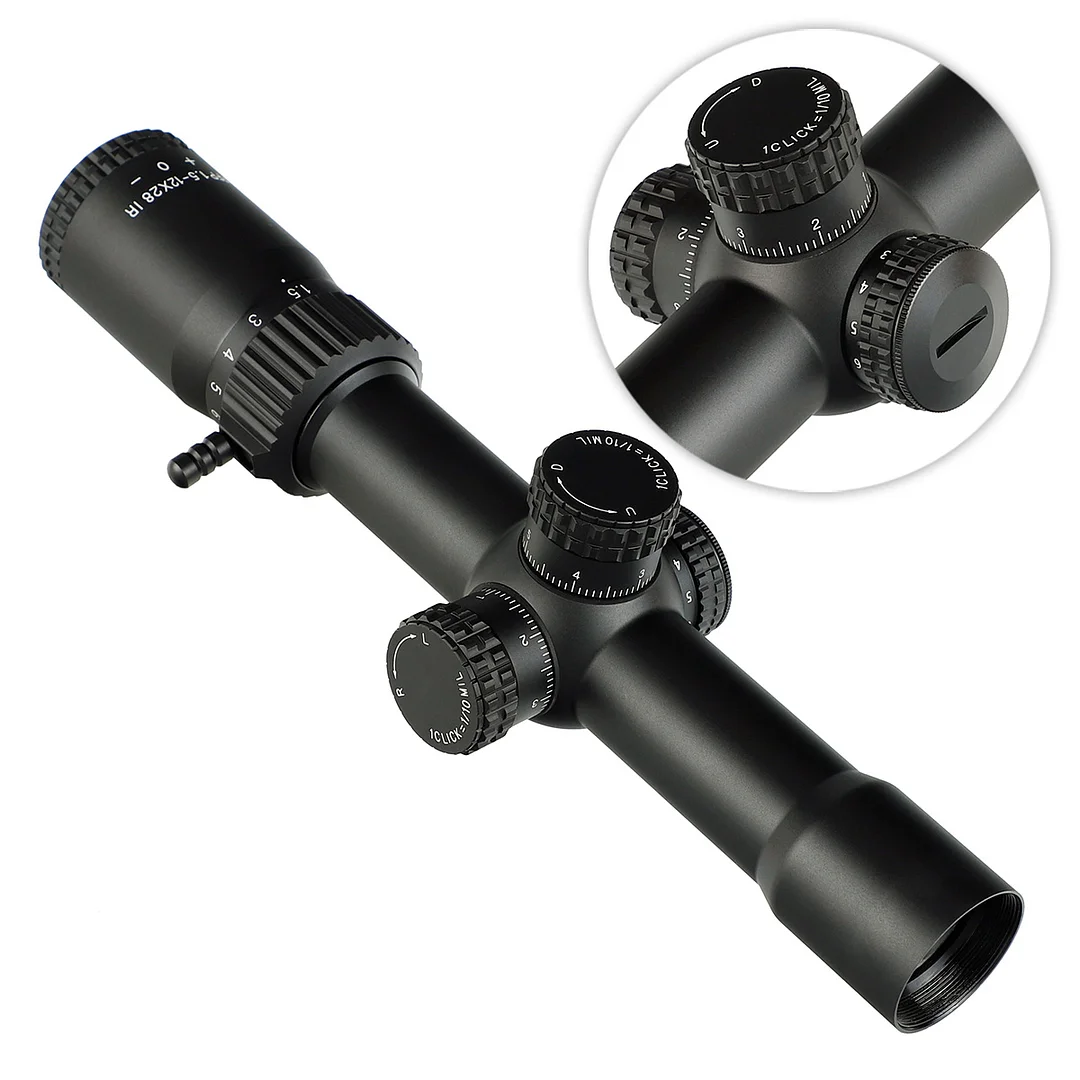ohhunt® LR FFP 1.5-12X28 IR Scope,Glass Etched Reticle,Red Illumination,Turrets Lock Reset