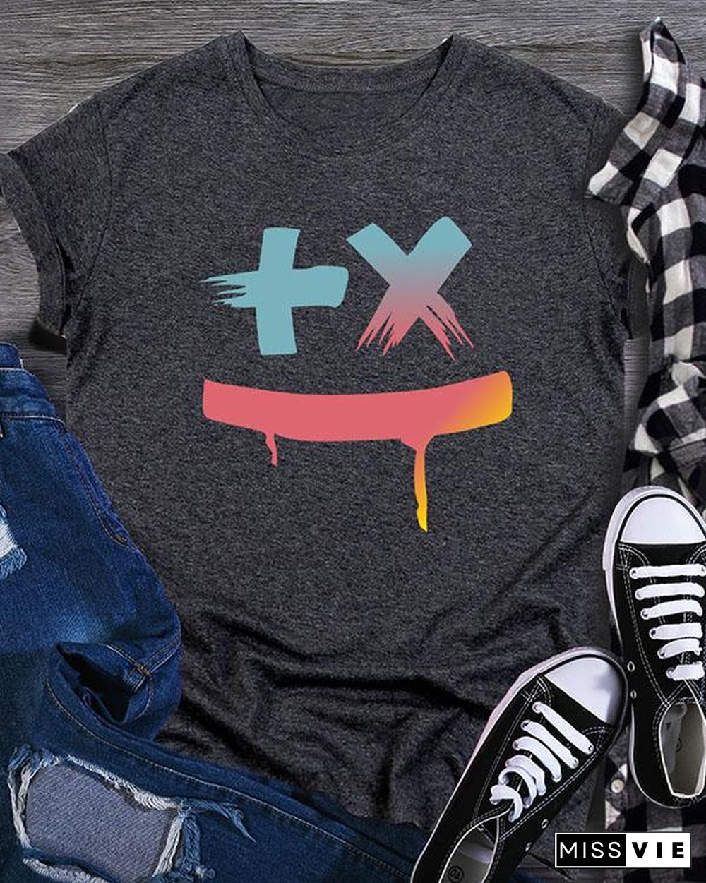 Women's Print Short Sleeve Daily T Shirt