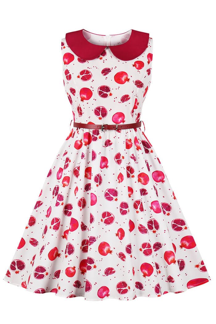 Fruit Print Sleeveless Retro Dress - Life is Beautiful for You - SheChoic