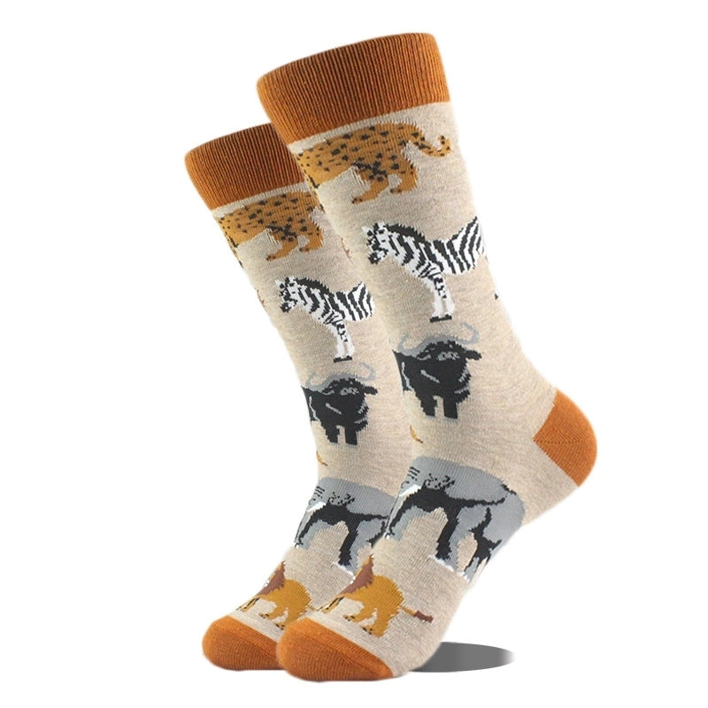 Unisex Cute Printing Animal Color Block Cotton Ankle Socks A Pair