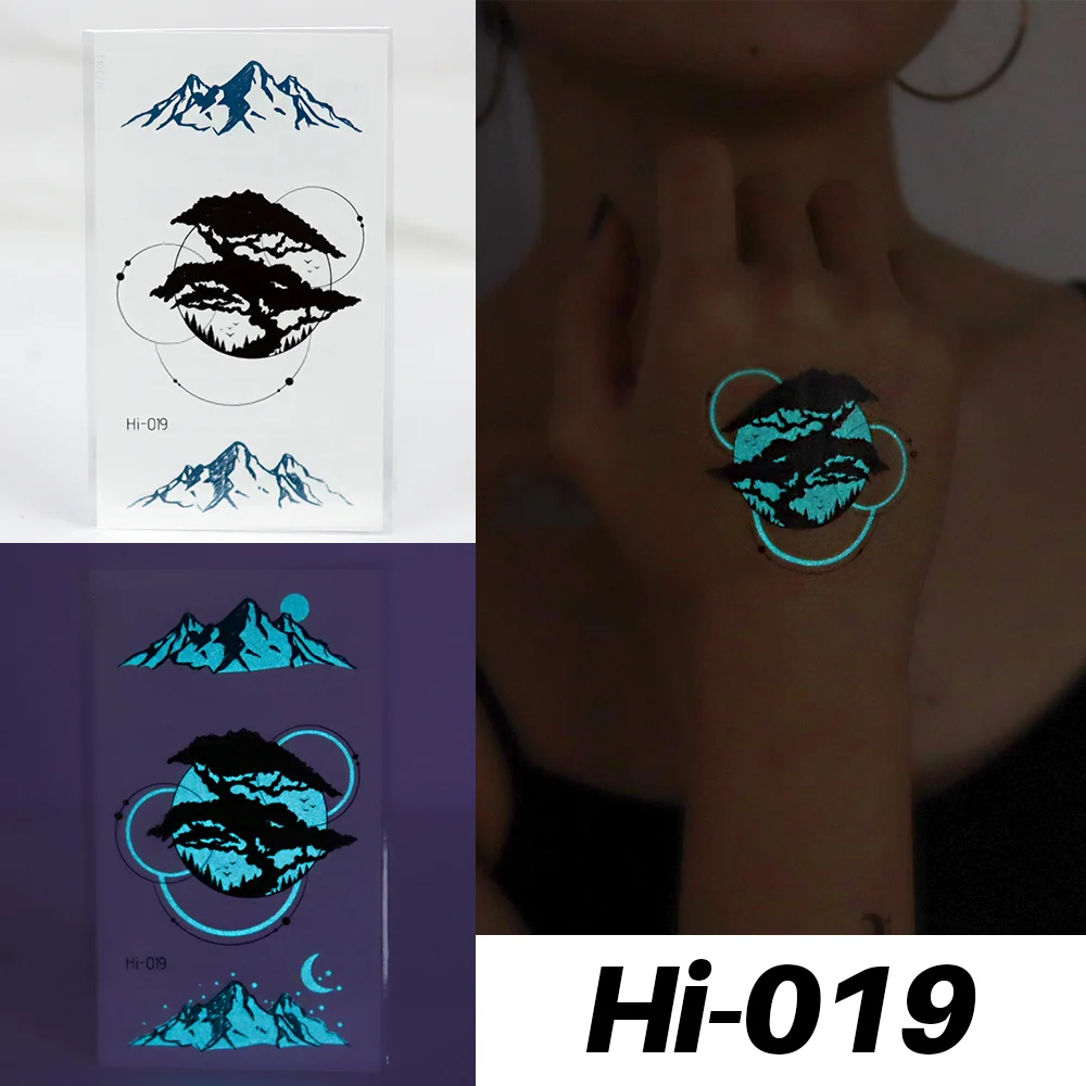 Sdrawing Luminous Glow Tattoo Sticker Snake Deer Glowing Halloween Waterproof Temporary Tatoo Wrist Fake Tatto Body Art Women Men