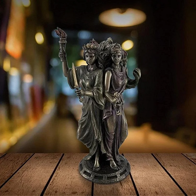 Bronze Finish Triple Form Hecate Greek Goddess of Magic Statue