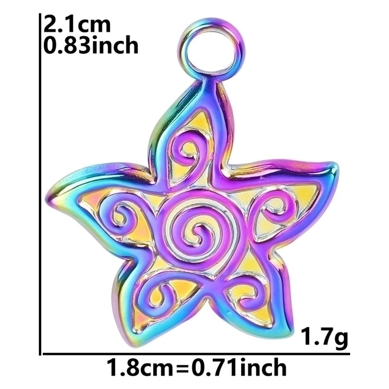 1 Piece 21x18mm Hole 3~3.9mm 304 Stainless Steel 18K Gold Plated Waves Starfish Pendant
