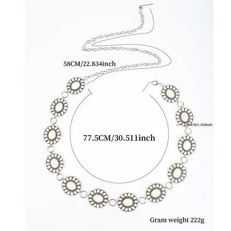 Vintage White Turquoise Boho Belt
