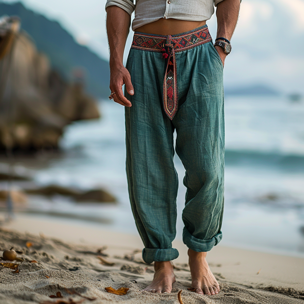 Retro Loose Breathable Men's Linen Casual Pants