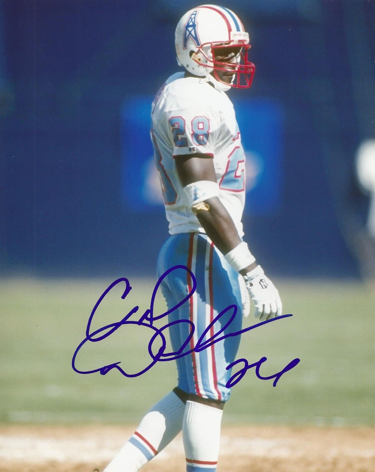 CRIS DISHMAN SIGNED HOUSTON OILERS 8x10 Photo Poster painting #1 w/COA