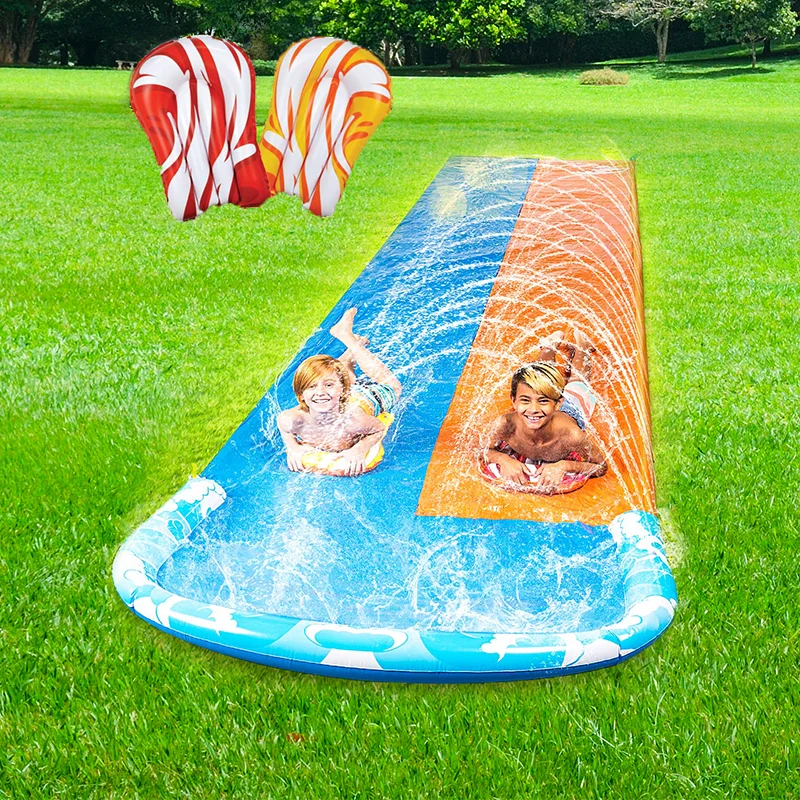 2023 Upgraded Dual Water Slide Jet Slide Pool - Water Slide Outdoor Grass Water Slide Bed Play Water Bed
