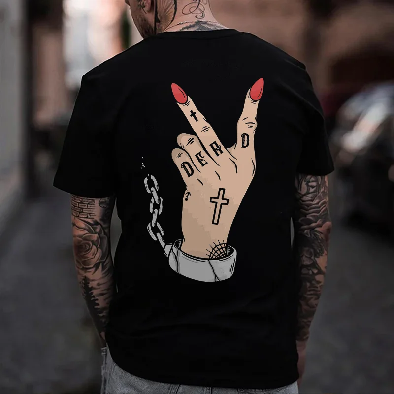 Dead Cross Hand Printed Men's T-shirt -  