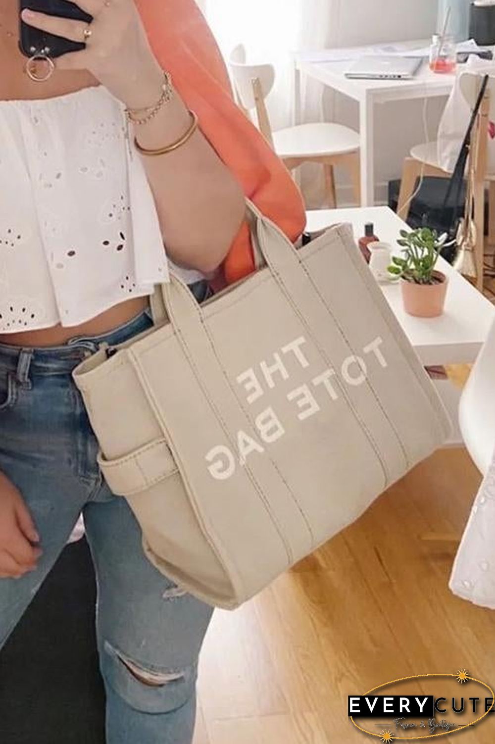 Canvas Crossbody Tote Bag