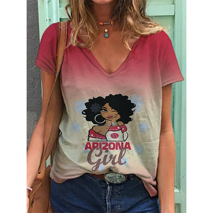 Arizona Cardinals  Lightweight Short Sleeve V-Neck T-Shirt