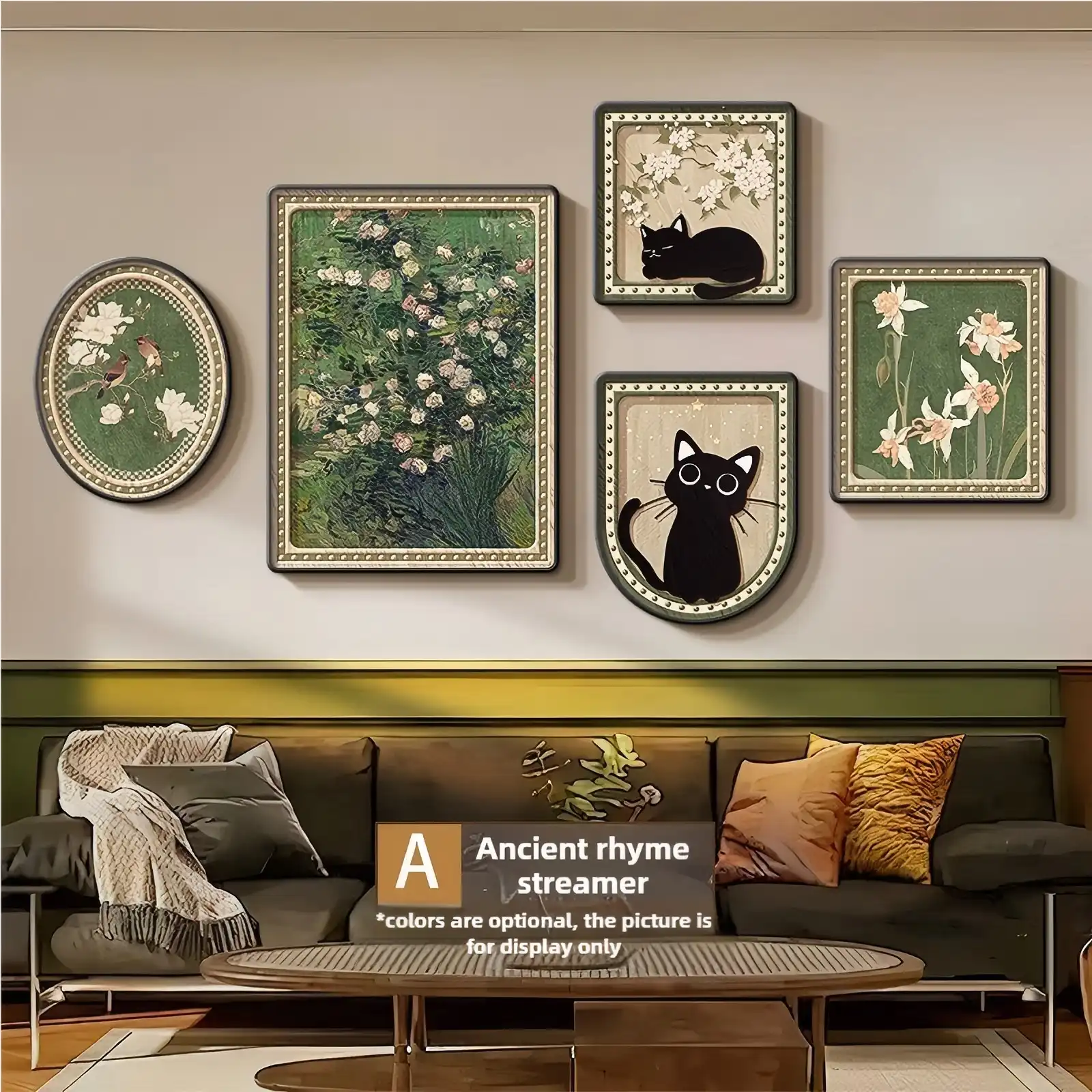 Elegant Abstract Art Combination Wall Art for Living Room, Sofa Background Wall, French Vintage Hanging Painting（TS03）