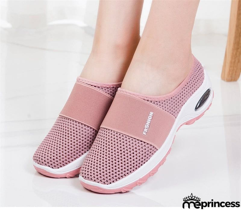 Slip-On Style Open Mesh Upper Rocker Bottom Durable Lightweight Shoes