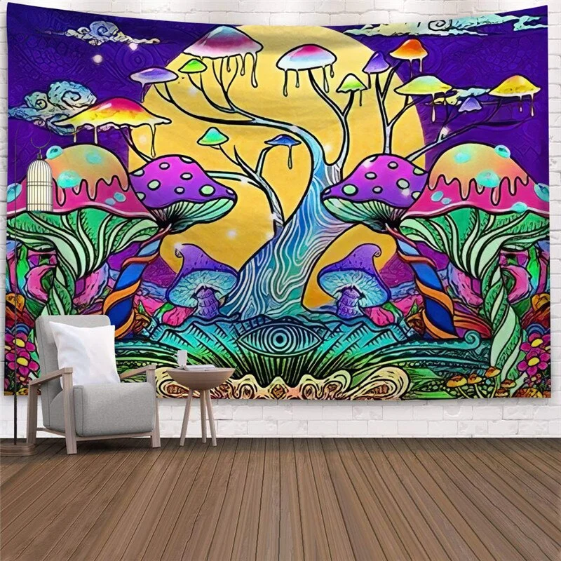 Psychedelic Tapestry Wall Hanging Decor Mushroom Print Wall Decor Home Decor Wall Cloth Tapestry Trippy Hippie Wall Tapestry
