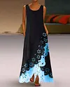 Women's A-Line Dress Maxi long Dress - Sleeveless Floral Hole Summer U Neck Plus Size Hot Casual vacation dresses  White Purple Blushing Pink Gold Light Blue S M L XL XXL 3XL 4XL 5XL