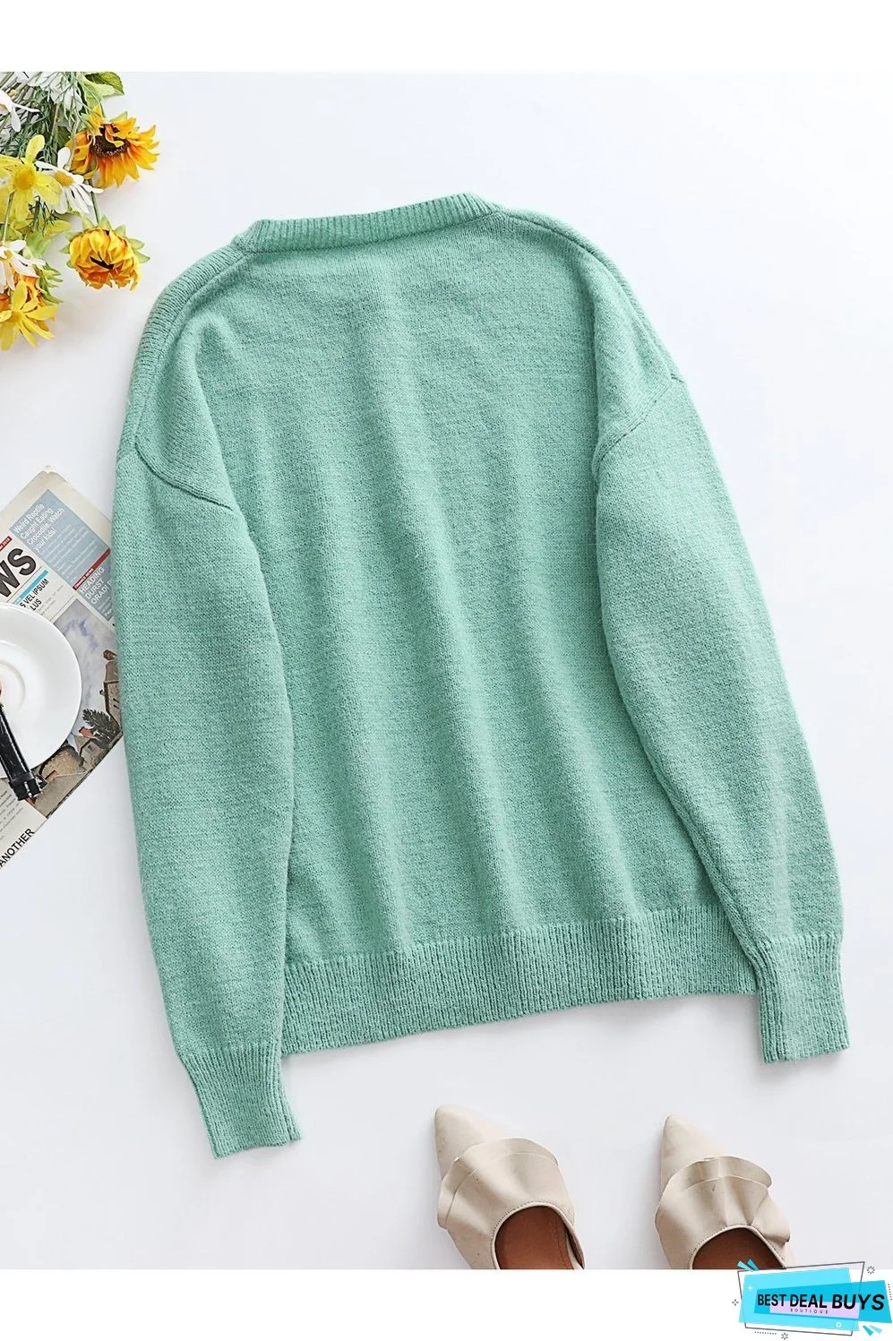 Half Button Long Sleeve Henley Sweater